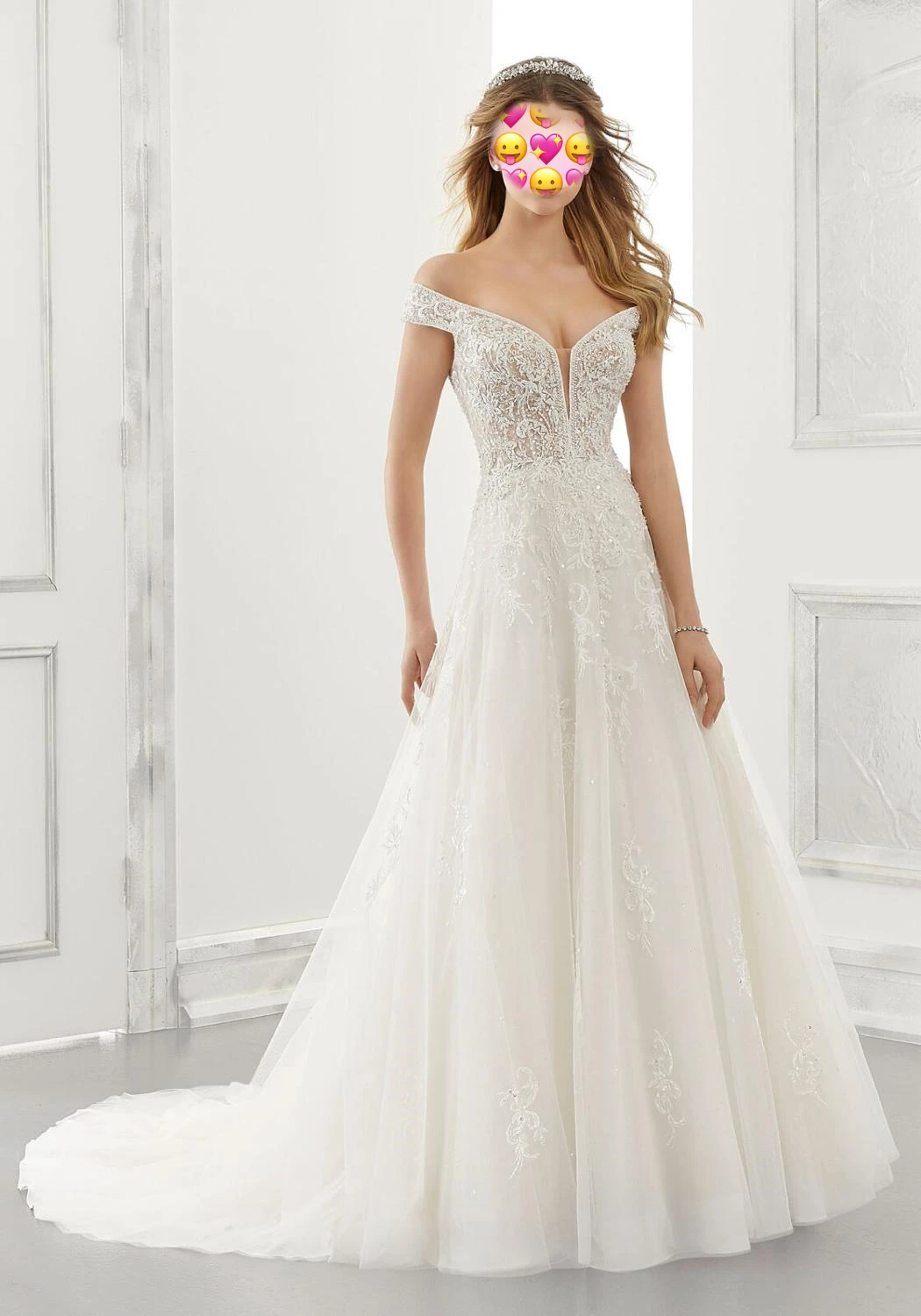 Kristall Perlen Hochzeit Kleider 2020 Vestido De Novia Durchsichtig weg Schulter Tüll Elegante V-ausschnitt Braut Kleid