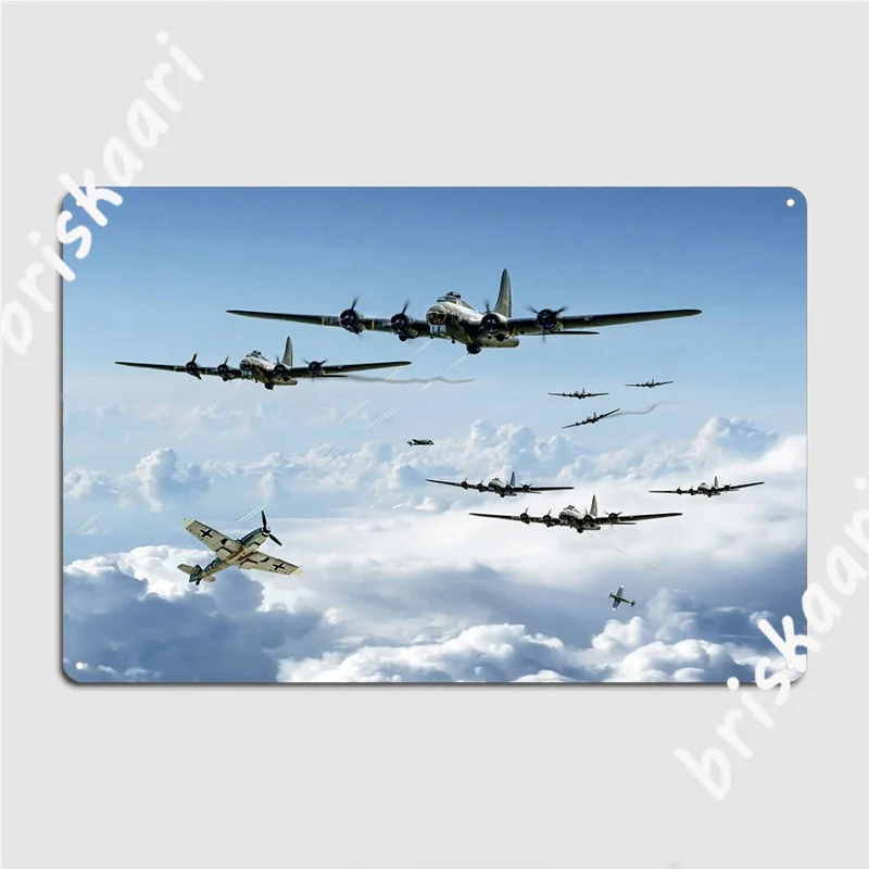 B17 Flying Fortresses Battle Across Europe Amid Gret Od Metal Sign Cinema Living Room Club Bar Custom Poster Tin Sign Poster