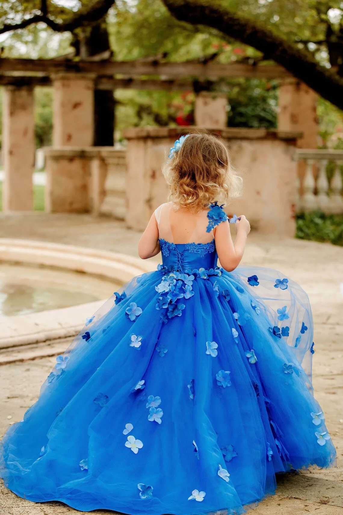 Vestido azul real de manga corta para niña, vestido de primera comunión, longitud hasta el suelo, para bautizo