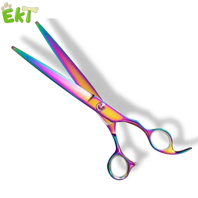 Ekthome ES03 8 Inch Titanium Plating Colorful Pet Animals Scissors 9 CR Dog Grooming Shears Груминг и ухоножницы парикмахерские