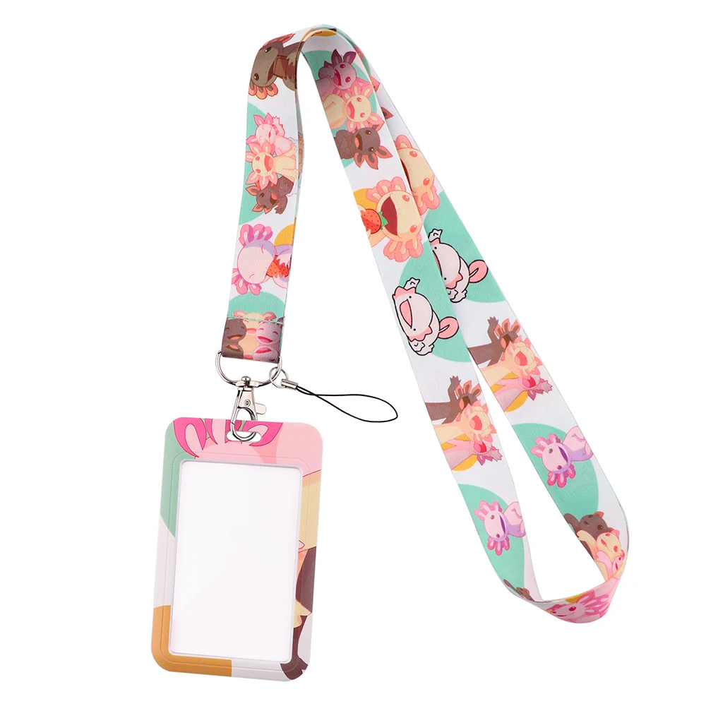 CB1116 Axolotl Lanyard Anime Cute Cartoon Neck Strap Key Lanyard ID Card Gym Phone with USB ID Holder DIY Lanyards