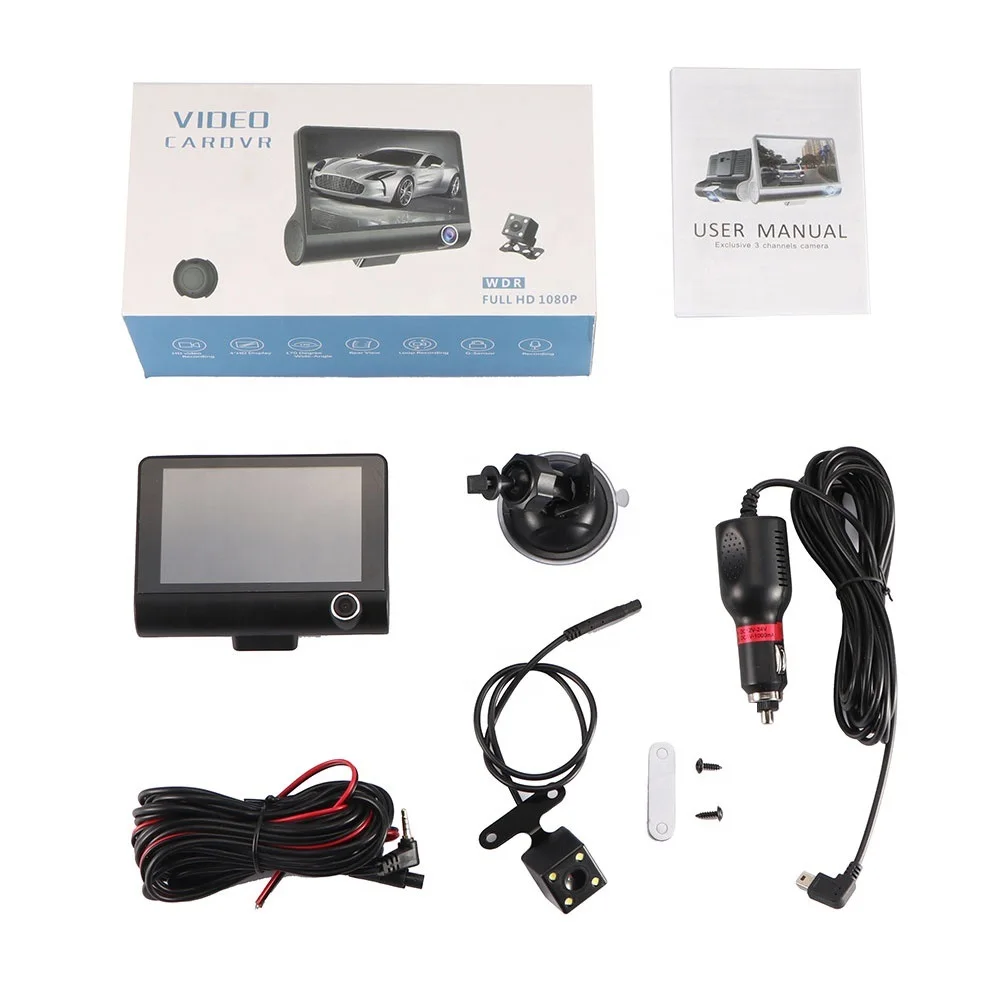 

4 Inch IPS Screen Car Black Box with inside camera Three Lens Car DVR HD 1080P Vehicle Driving Recorder Car Camera RYD3L