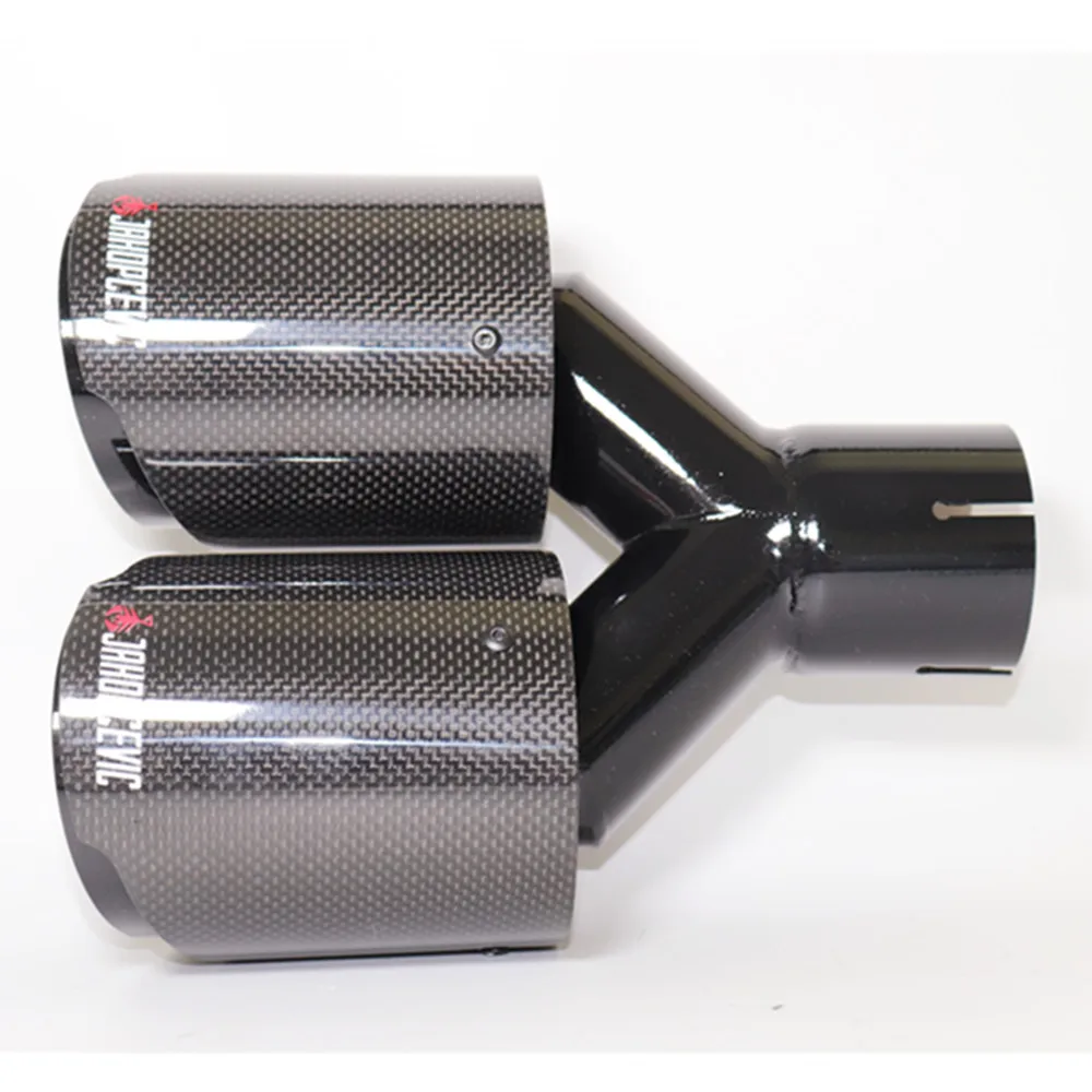 1PCS Y Style Carbon Fiber Exhaust Tip Bright Black Color Exhaust Pipe Muffler Umiversal Carbon Fiber For Akrapovic