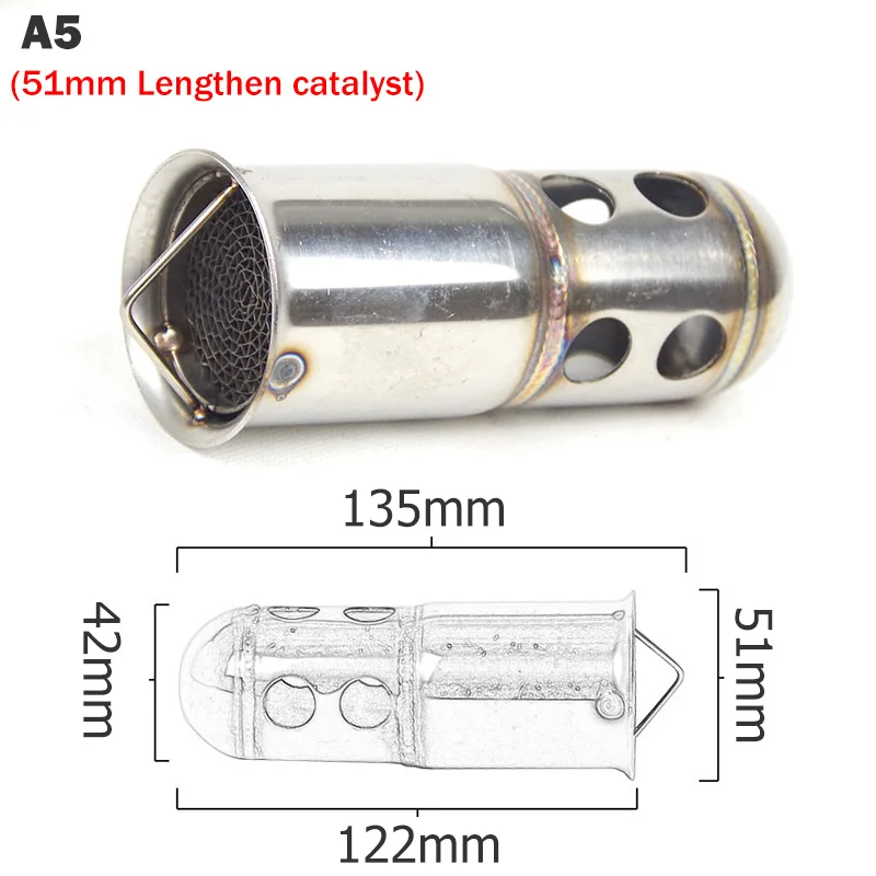 48mm 51mm 60mm Motorcycle Exhaust Removable Silencer Muffler Catalyst DB Killer Silencer Noise Sound