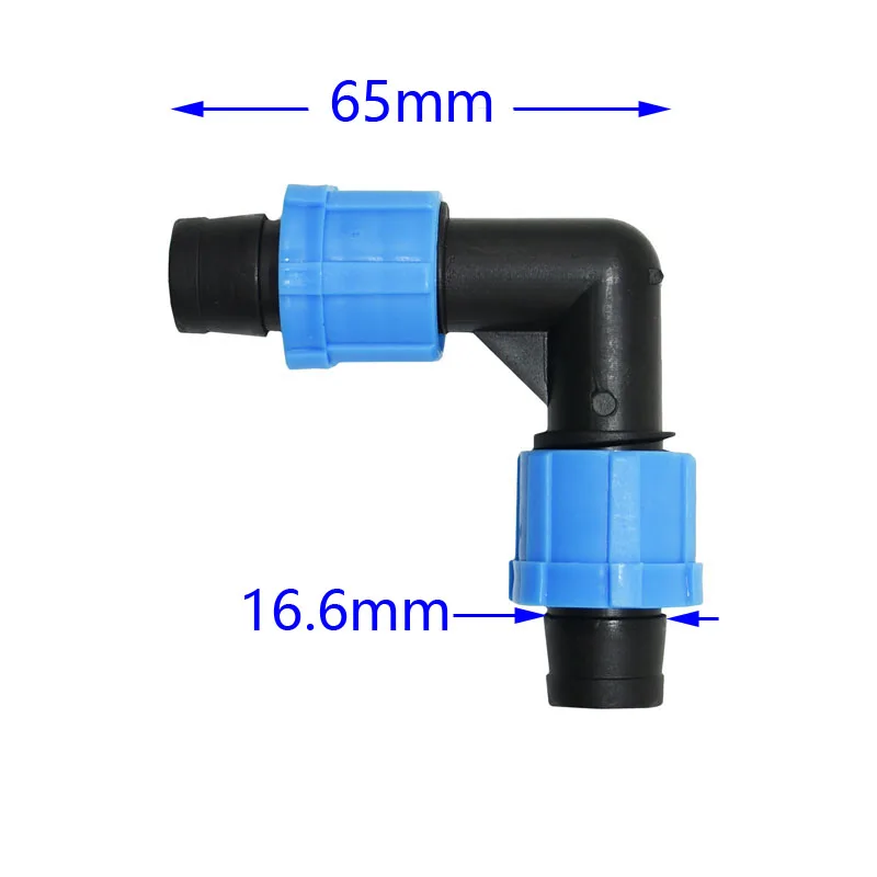 25 sztuk 16mm taśma kroplująca złącza łokciowe wtyk końcowy prosty Tee rozdzielacz wody Adapter montażowy nakrętka zabezpieczająca węża