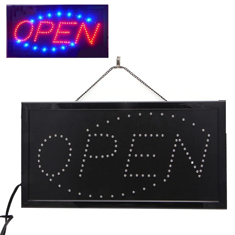 Neon Plate Bright Animated Motion Running Neon LED Business Store Shop OPEN Sign  standard two prong Switch US plug 48X25x2cm