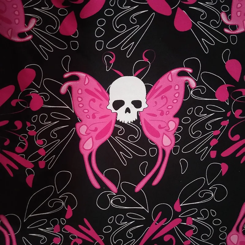 Good,Skull Fabric,Twill 100%Cotton Fabric,Rose Butterfly Skull Pattern,Digital printing Cotton Fabric,Sewing Clothing DIY Pillow