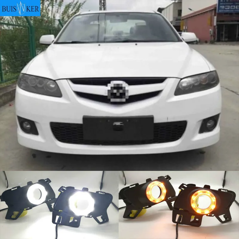 

2PCS DRL For Mazda 6 Mazda6 2010-2015 LED DRL Daytime Running Lights Daylight Fog light With Turn Signal Lamp