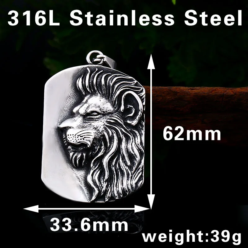 Beier 316L stainless steel Classic animal lion head tag men's pendant necklace Viking patron saint fashion jewelry LLLHP109P