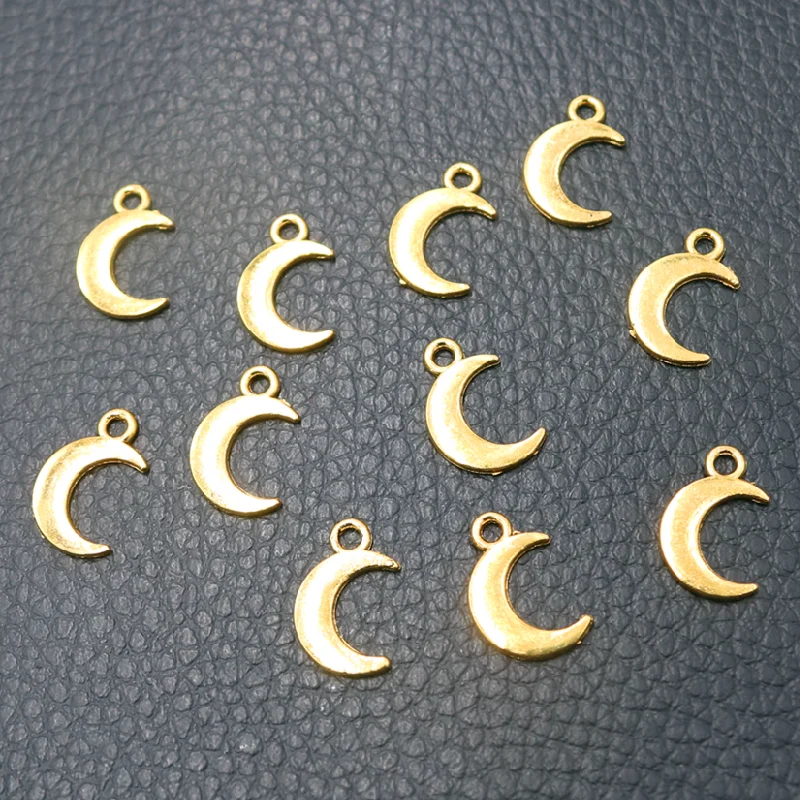 Imagen 4: Mini colgantes de Luna chapados en plata, accesorios de pulsera, dijes DIY para fabricación de joyas, 14x10mm, A601, 50 unidades