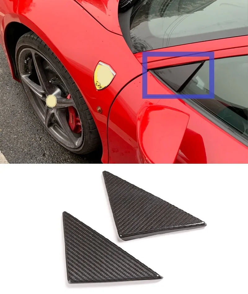 

Dry Carbon Fiber Front Window Triangle Cover Trim A Pillar Cover Fit For Ferrari 458 2011-2016 Car Modification Accessories