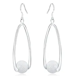 Trendy design silver color frosted bead drop earrings fashion party jewelry woman dangles earrings best gift new arrival