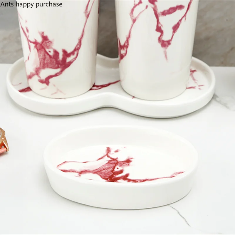 Nordic Style Marbling Ceramic Soap Dish Bathroom Oval Decoration Soap Holder Home Bathroom Supplies Accessories Soap Storage Box