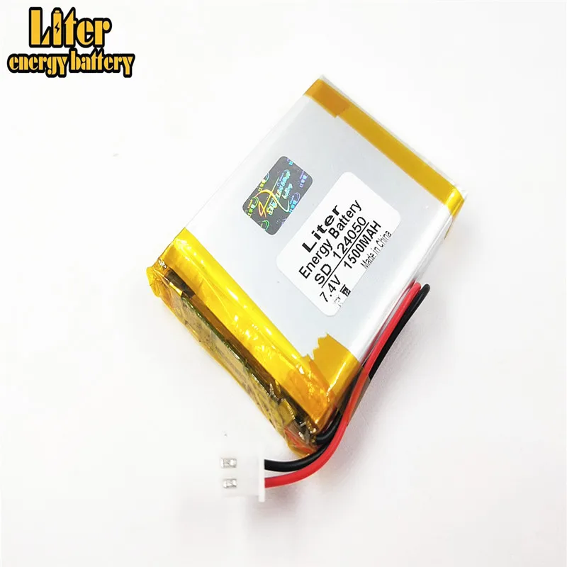 XH2.54/2P connector 7.4V 1500mAh 124050 Polymer Li-ion battery for DVD player TV Digital Satellite Finder Meter WS-6933, WS-6923