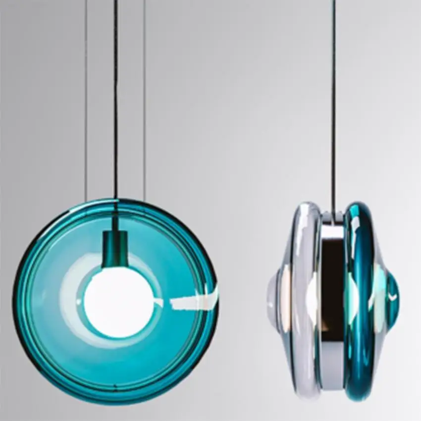 Moderno colorido gradiente de vidro led luzes pingente nordic sala estar luminária cabeceira decoração casa cabo pingente luminárias