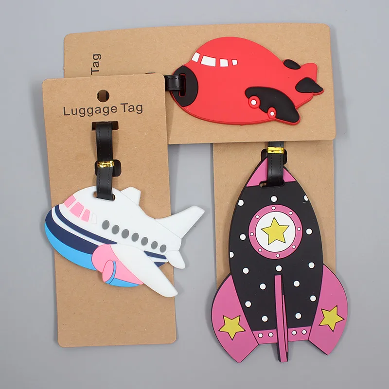 

Travel Accessories Creative Rockets Plane Luggage Tag Silica Gel Suitcase ID Addres Holder Baggage Boarding Tag Portable Label