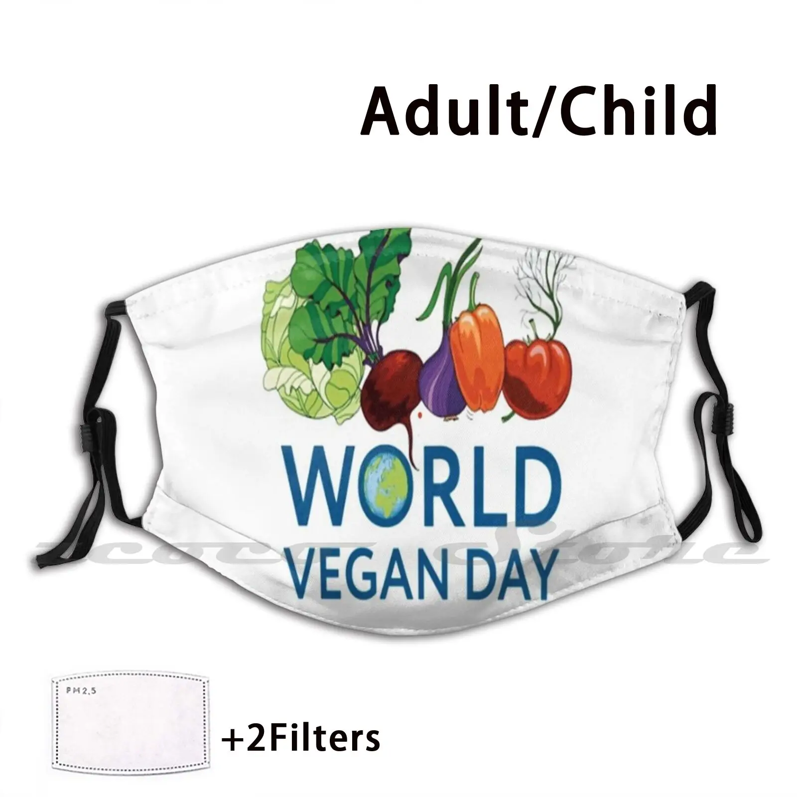 

World Day Mask Cloth Washable Diy Filter Pm2.5 Adult Kids Start The Wave Pattern World Day Day Vegan Veggie Onion Carrot Tomato