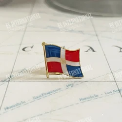 Dominican National Flag Crystal Epoxy Metal Enamel Badge Brooch  Collection Souvenir Gifts  Lapel Pins Accessories Size1.6*1.9cm