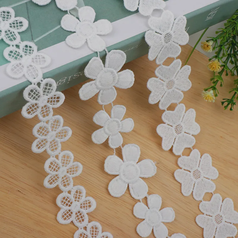 Embroidery Trim High Quality White Hollow Flower Lace Fabric  Handmade Patchwork Ribbon DIY Apparel Sewing Accessories