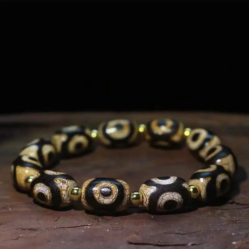 Tibet Multi-patterned totem Old weathering Cylindrical Agate DZI Beads String Bracelet Men&women's Amulet Bracelet Free Shipping