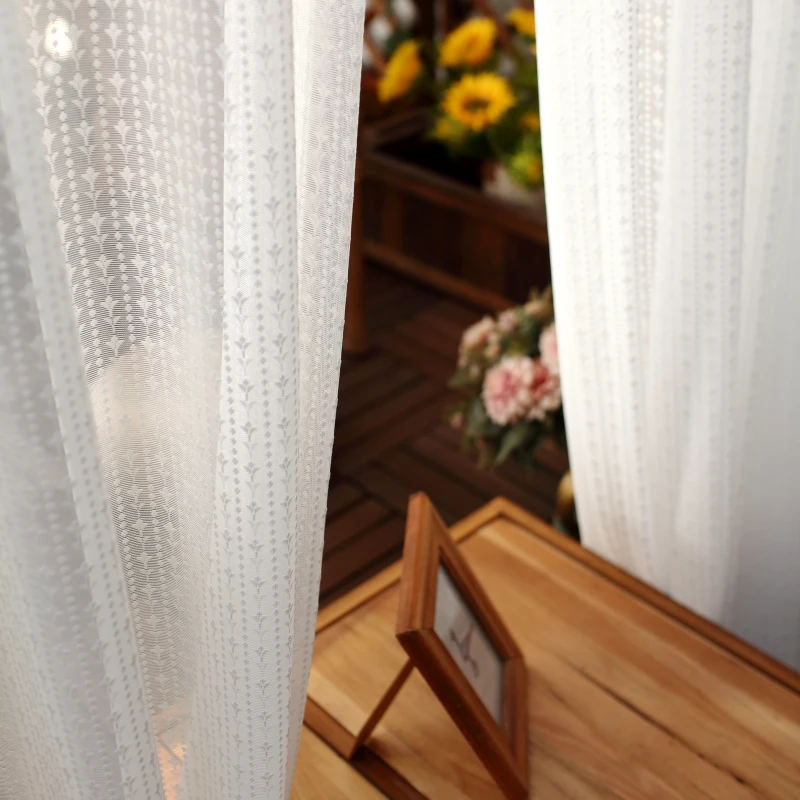 Korean White Embroidered Voile Curtains For Bedroom Window Curtain For Living Room Sheer tulle Curtain Blinds Custom Made Drapes