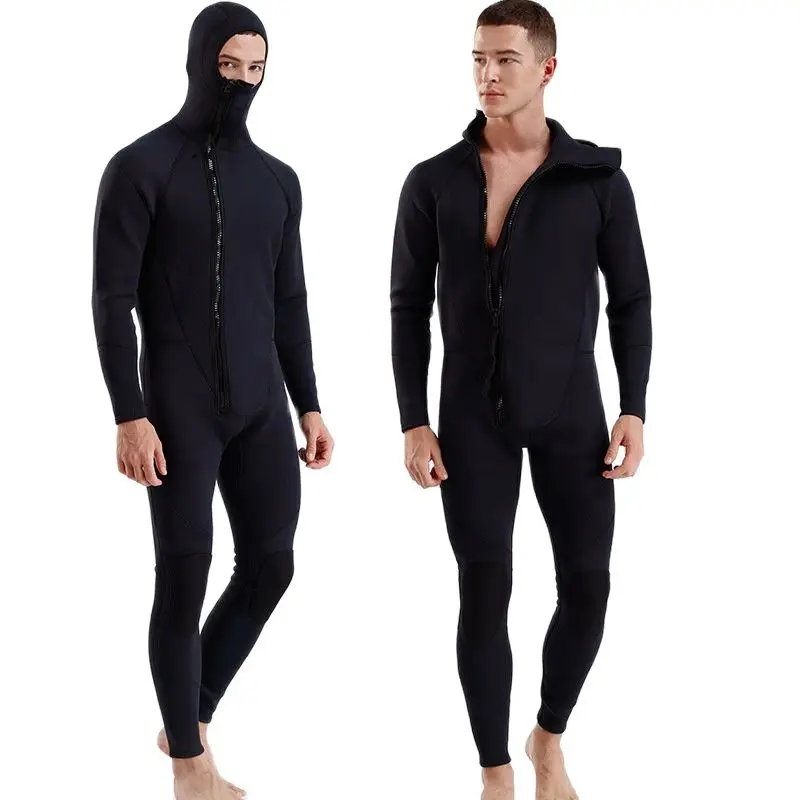 

3mm Neoprene Wetsuit men's Hooded Diving suit men Long-sleeved snorkeling Spearfishing One piece Wetsuit winter thermal Swimsuit