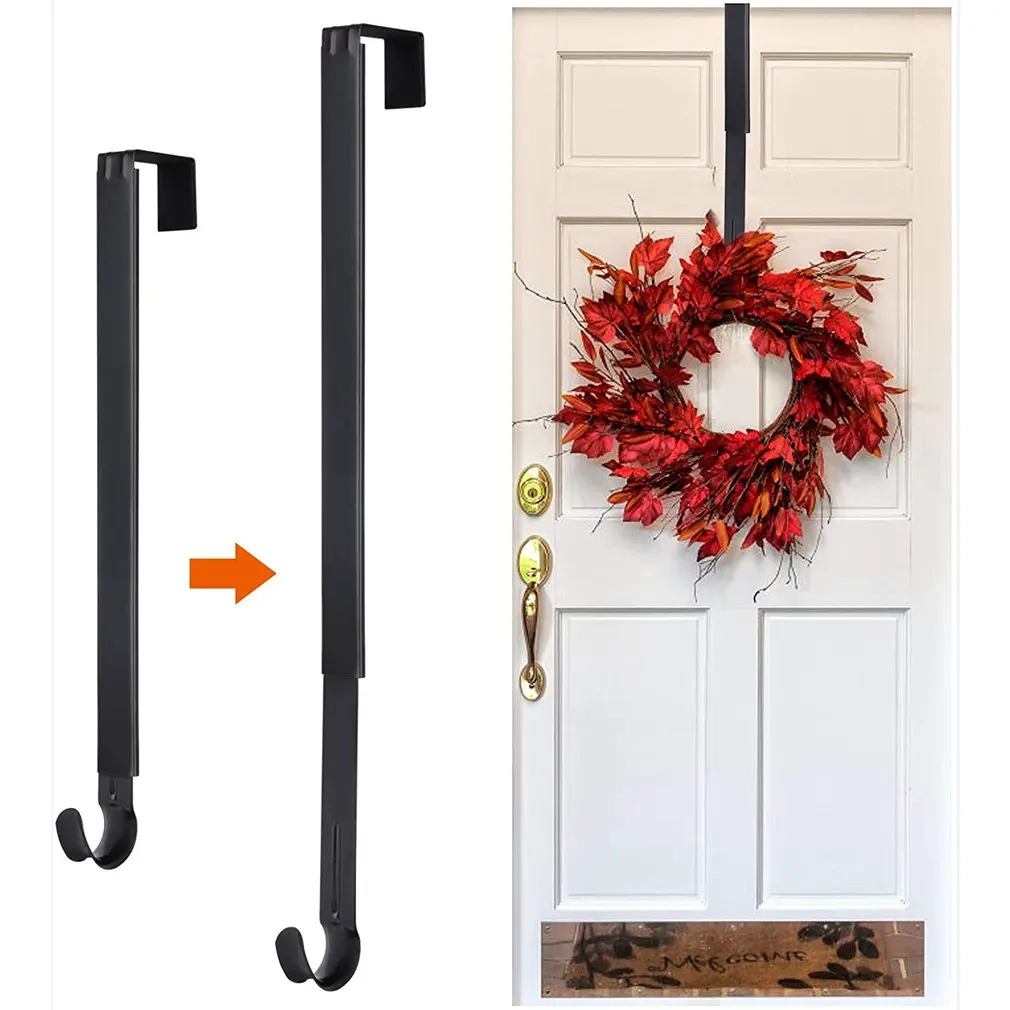 Colgador de puerta de corona ajustable, gancho de Metal, soporte de pared de cocina para el hogar, estante de almacenamiento, organizador, decoración de fiesta de navidad