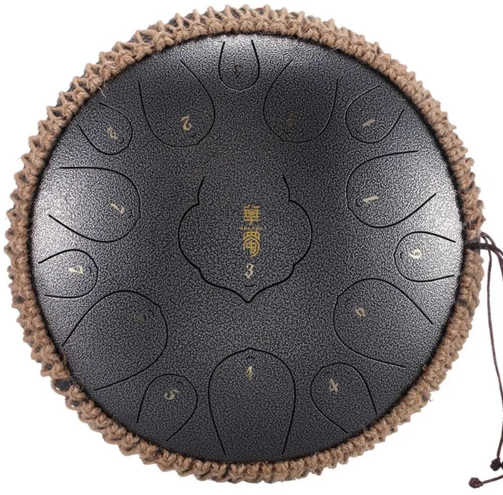 Steel Tongue Drum 15 Notes 13 Inch Harmonic Handpan Drum, Percussion Instrument, Tank Drum Chakra Drum for Meditation, Yoga and