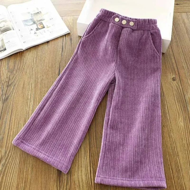 Girls Pants Autumn Winter Thick Warm Wide-Leg Pants for 3-12Years Kids Clothes Fashion Korean Children's Loose Casual Trousers