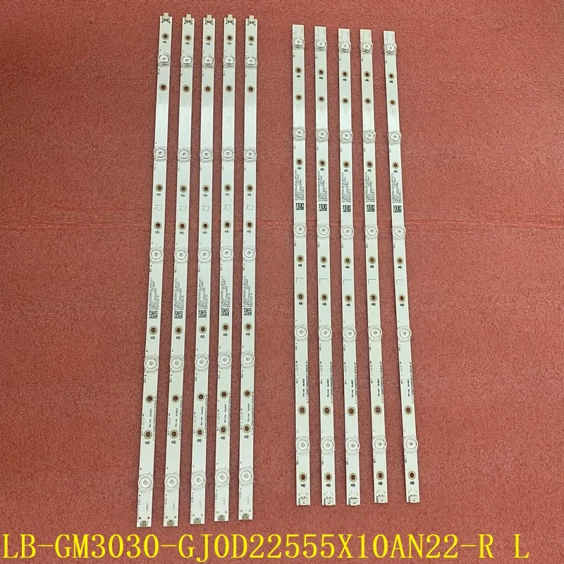 10pcs/set LED bar for LB-GM3030-GJ0D22555X10AN22-R-1-H L T 55PUS7304 55PUS6704 55PUS7394 55PUS7504 TPT550J1-QUBH84.K 55PUS6754