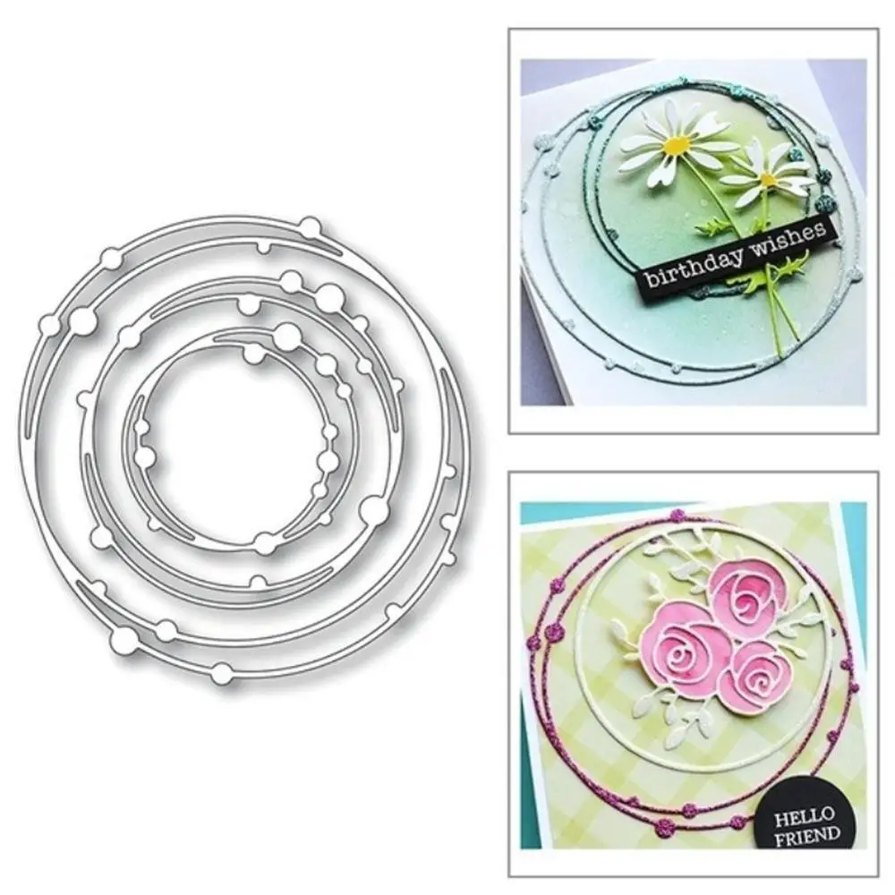 Fustelle per il taglio dei metalli per Scrapbooking fai da te 3D Spotty Line Circle Nesting Frame Album decorativo goffratura artigianale fustelle tagliate