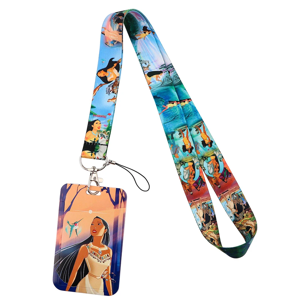 YQ778 Pocahontas Lanyard Cartoon Keychain, prédire, Phone Rope, ID, Bank Card, Danemark ge Holder, Neck Strap, Jewelry Accessory