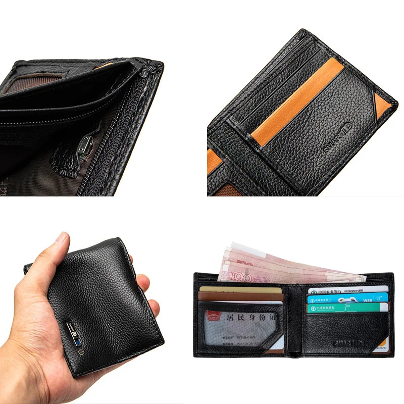 Smart Anti-lost Wallet Bluetooth-compatible Genuine Leather Men woman wallets High Quality Purse Male Wallet  With Gift box