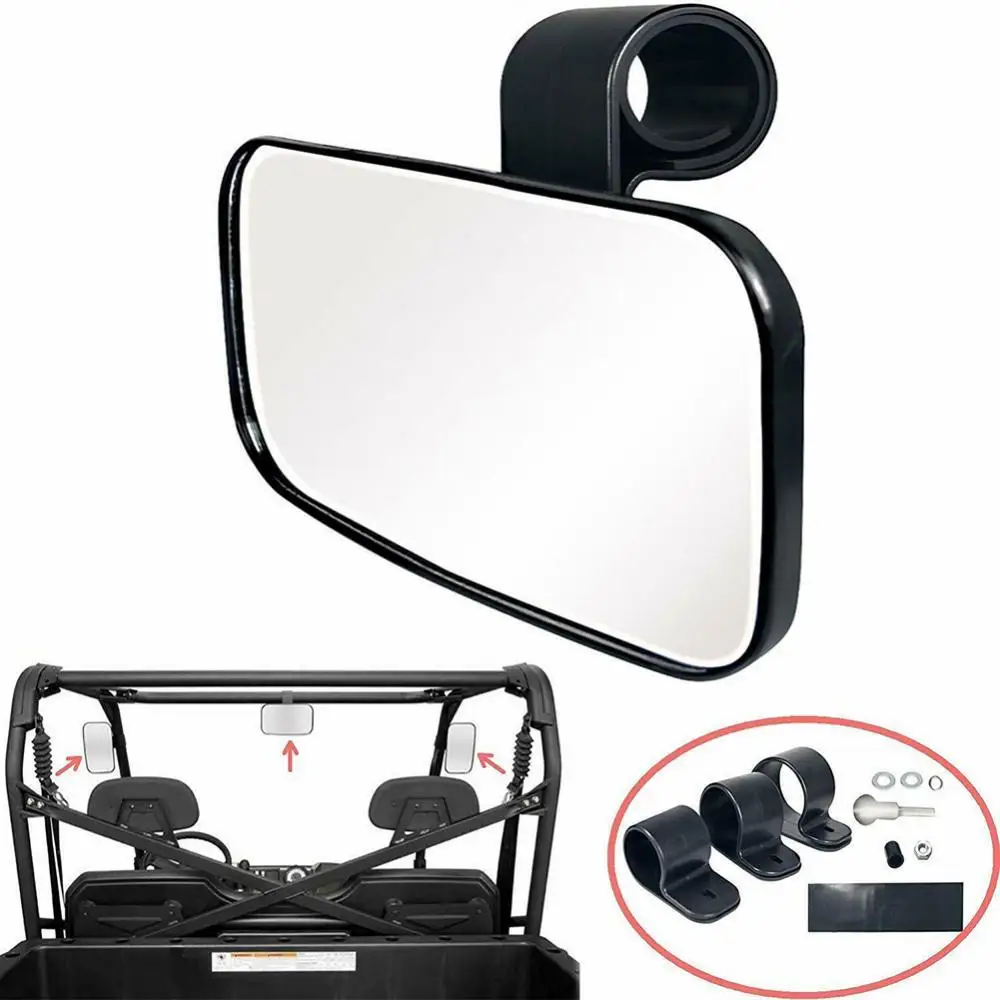 1 5/1 75/2 Inches Glass Adjustable Motorcycle Rear View Side Mirror UTV Wide Rear View Racing Mirror for Rhino