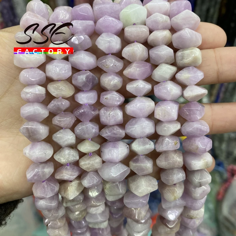 Natural Purple Kunzite Stone Beads Irregular Special Cut Genuine Loose Spacer Beads for Jewelry Making DIY Bracelets 15 Inches
