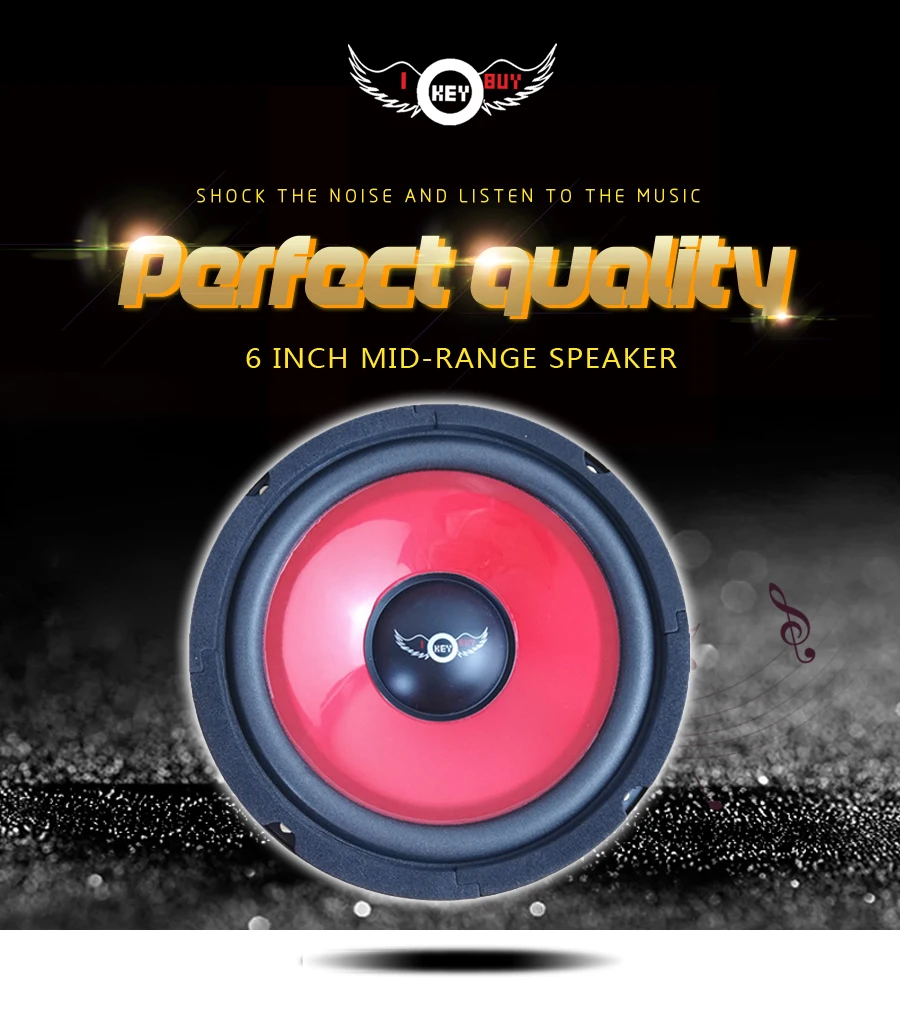 1pc 6 Inch Car Audio Box Mid Range динамики в машину 4 Ohm 30W 165mm Waterproof Polyplastic  Red Cone Foam Edge Speaker Midrange