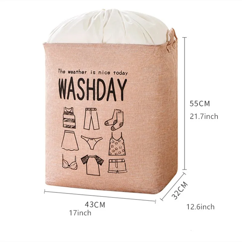 Super Large Laundry Basket 75L Folding Storage Laundry Hamper With Drawstring Cover Water-Proof Linen Toy Clothes Storage Basket