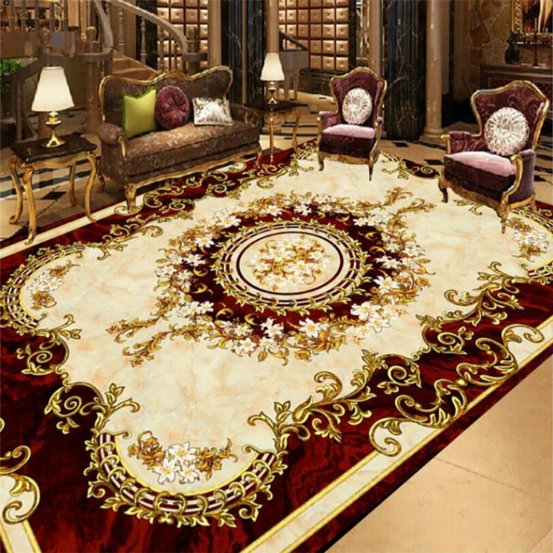 Custom floor painting 3d ultra hd beige stone living room hotel European style carpet floor painting Papel de parede 3d обои