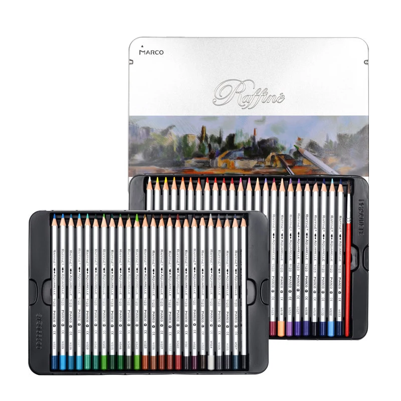 Marco Renoir Fine Professional Oily Color Pencils Coloured Drawing Pencil Set Painting Colored Pencil Set School Art Supplies