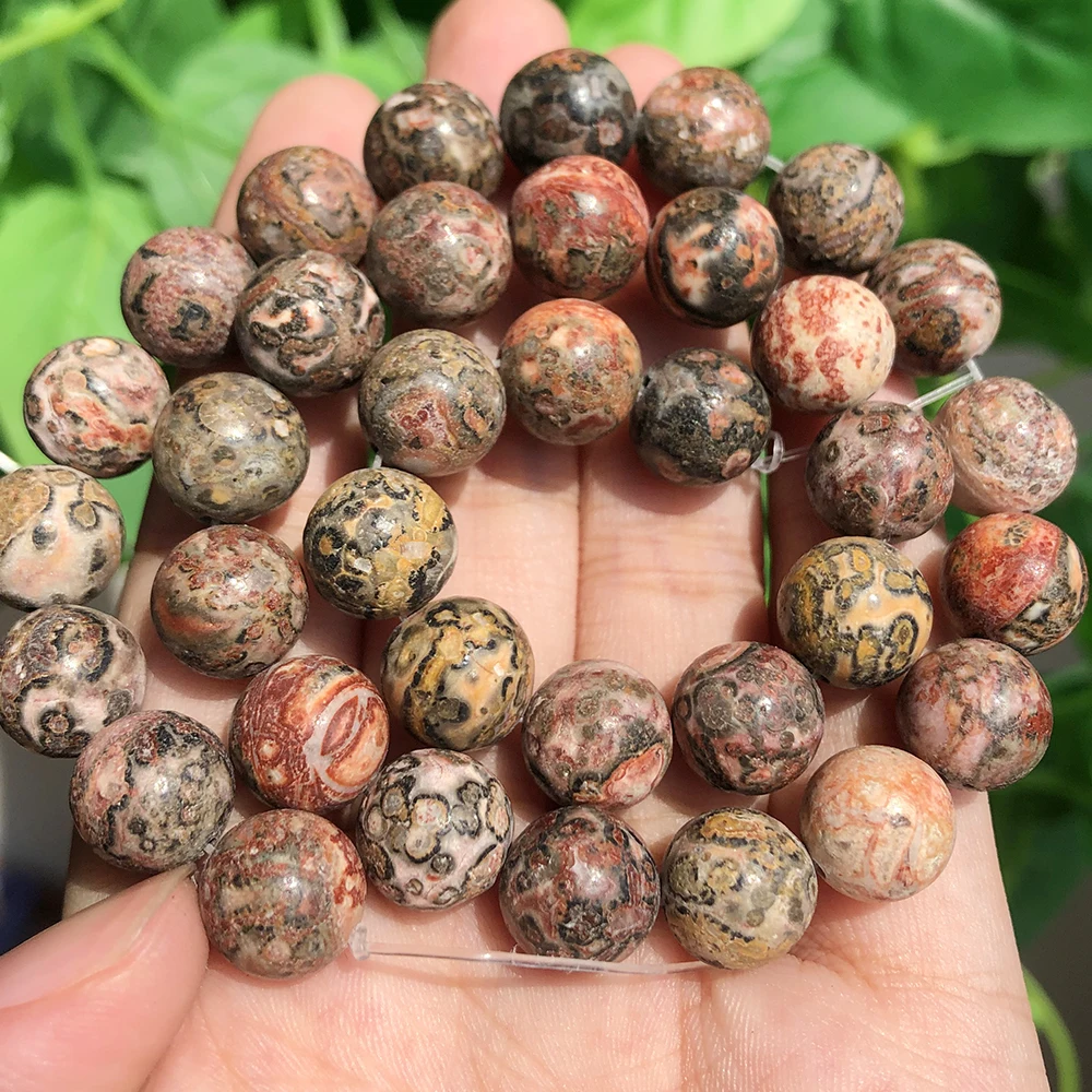 Wholesale Natural Leopard Jasper Stone Beads Round Loose Spacer Beads For Jewelry Making Diy Bracelet 4/6/8/10/12mm 15inch