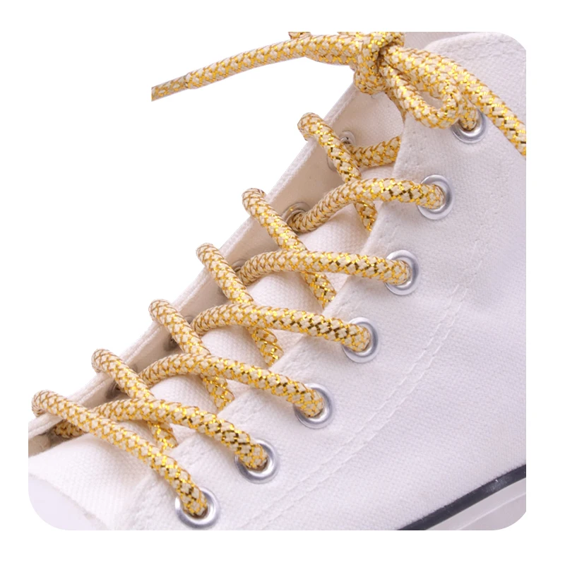 Weiou Black/Gold Rope Laces~Sneaker Shoe Laces~Metallic Yarn Polyester Hiking Boot Laces Casual Sports Shoelaces Custom Length