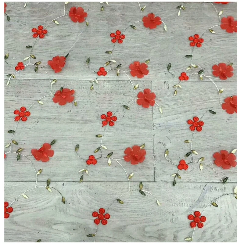 Soft 3D Floral Embroidery Tulle Fabric Mesh Lace Fabric for Dress,Shirts,Wedding,Black,White,Pink,Blue,Purple,Red,by the Yard