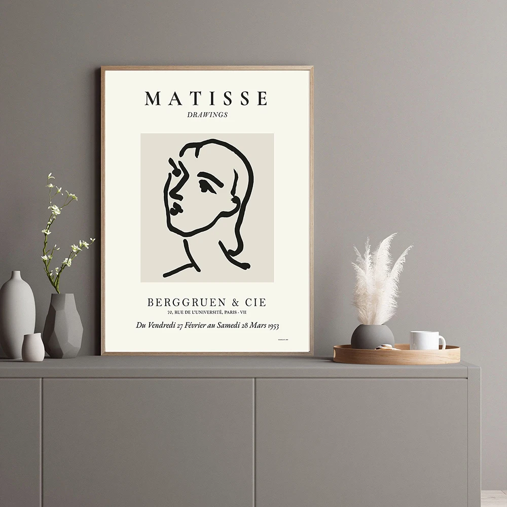 Matisse Exhibition Art Line Drawing Poster Abstract Minimalist Wall Art Canvas Prints Famous Painting Moder Decorative Picture