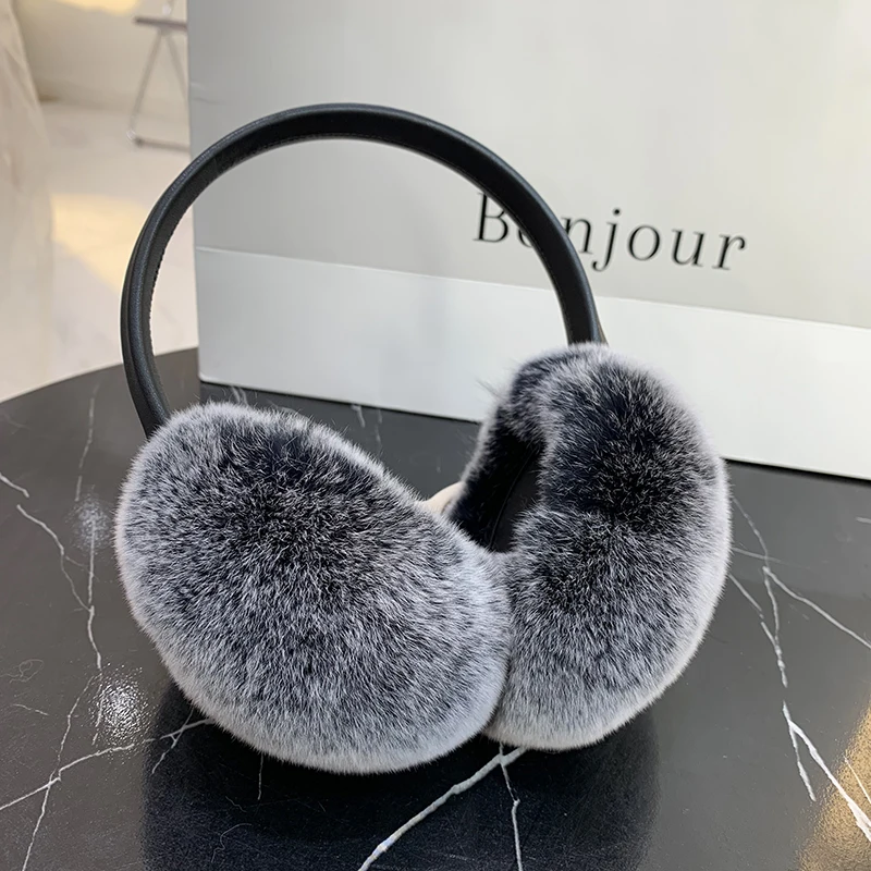 Rex pele de coelho earmuff feminino outono e inverno quente earmuffs earmuff real pele orelha capa de ouvido mais quente muffs de ouvido inverno