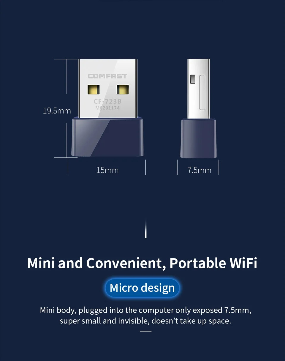 Comfast CF-723B 150Mbps Adaptador WIFI Bluetooth 4.0 Mini 2 em 1 Placa de rede sem fio para laptop desktop