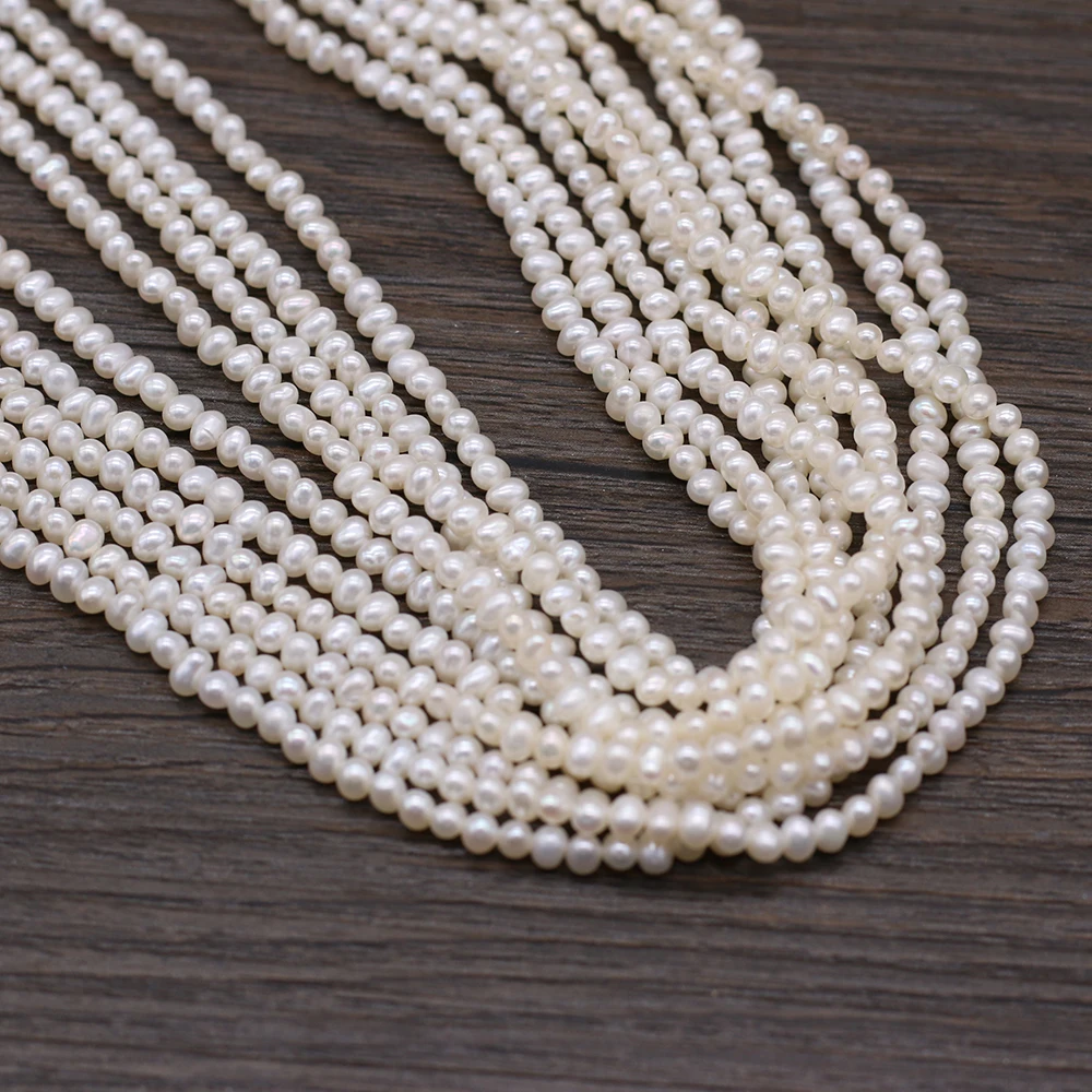 Natural Freshwater Pearl Near Round Beads Punch Loose Pearls For DIY Charm Bracelet Necklace Jewelry Accessories Making 3-3.5mm