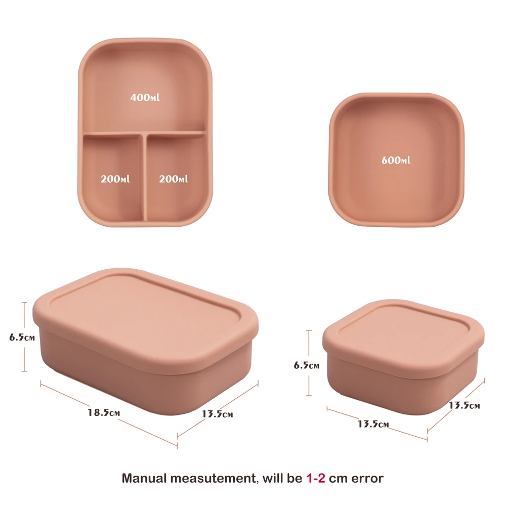 Solid Color Children's Tableware Fresh-keeping Box Student Lunch Box Microwave Soft Food-grade Silicone Material Leak-proof