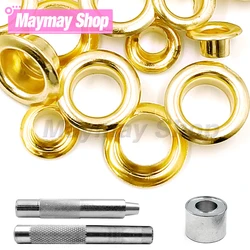 50set Gold Colors Metal Eyelet Grommets With Eyelet Punch Die Tool Set For DIY Leathercraft Accessories Clothing Shoes Belt Bag