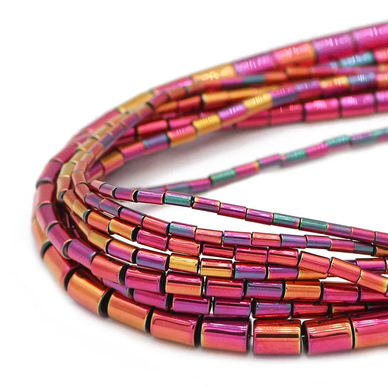Zylinder Naturstein Rose Rot Hämatit Spacer Runde Lose Perlen Für Schmuck Machen DIY Armband Halskette Zubehör 4/5/6/8MM
