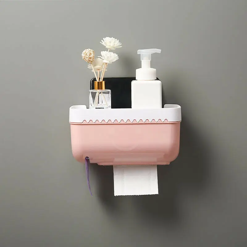 Bathroom Toilet Paper towel Holder Wall Mount Plastic WC Toilet Paper Holder with Storage Shelf Rack Paper Storage Box Dropship